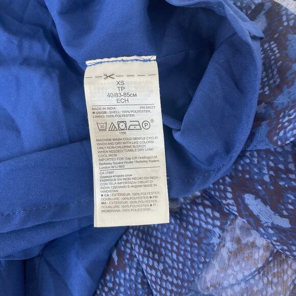 Banana Republic Blue Snakeskin Drop Waist Dress Boho Peasant Tassel Size XS - Picture 6 of 8